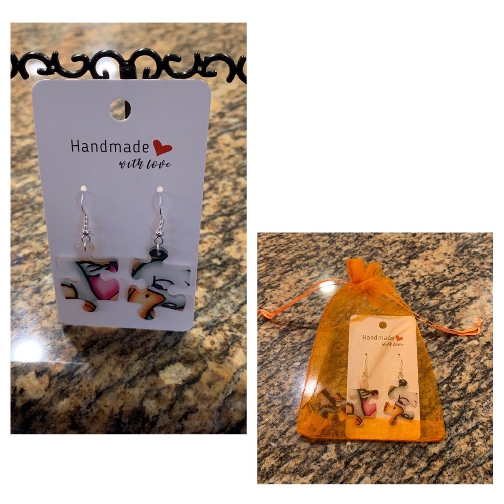 Handmade puzzle earrings - Picture 1 of 10